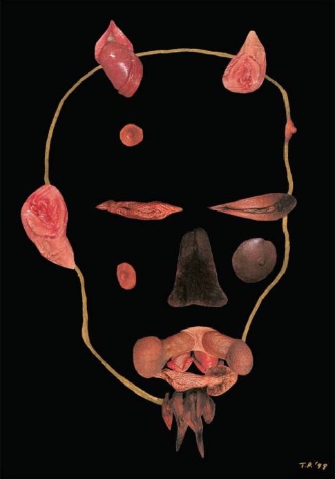 Sir Tijn Po Collage entitled, 'Dreaming Oriental Devil with Acne (Homage to Archimboldo)' - T.P. 24